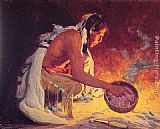 Indian by Firelight by Eanger Irving Couse